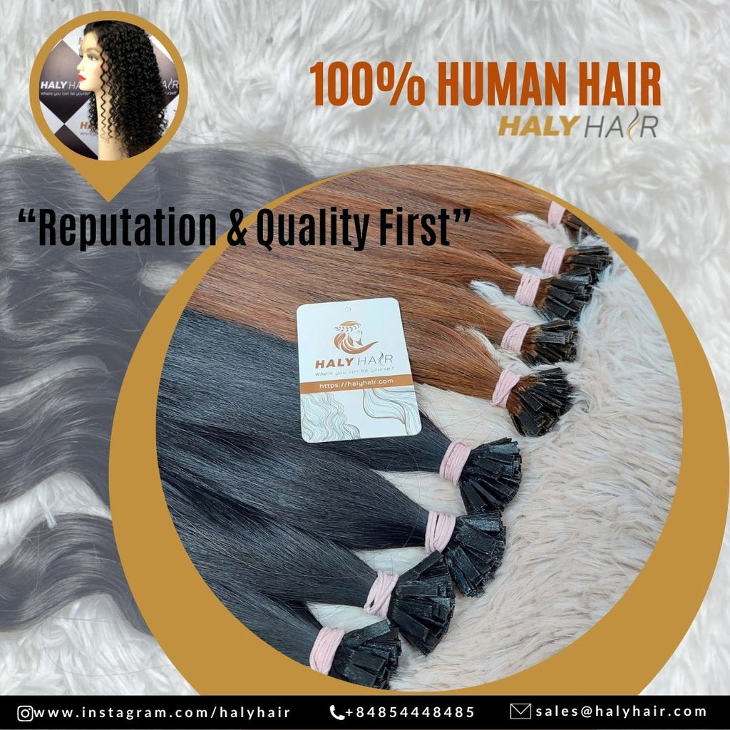 Our Haly hair extensions are made from 100% natural human hair while the Keratin tip part are made of high-quality Italian Keratin glue which is safe for your health.