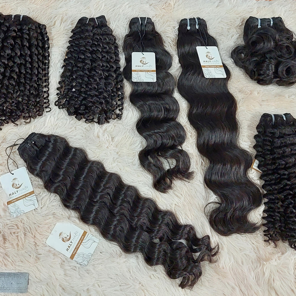 halyhair WEAVE HAIR EXTENSIONS. Weave hair extensions (or Weft hair extensions) are made by sewing (or weaving) hair strands to create a strip of hairs then rolling to a weave bundle.