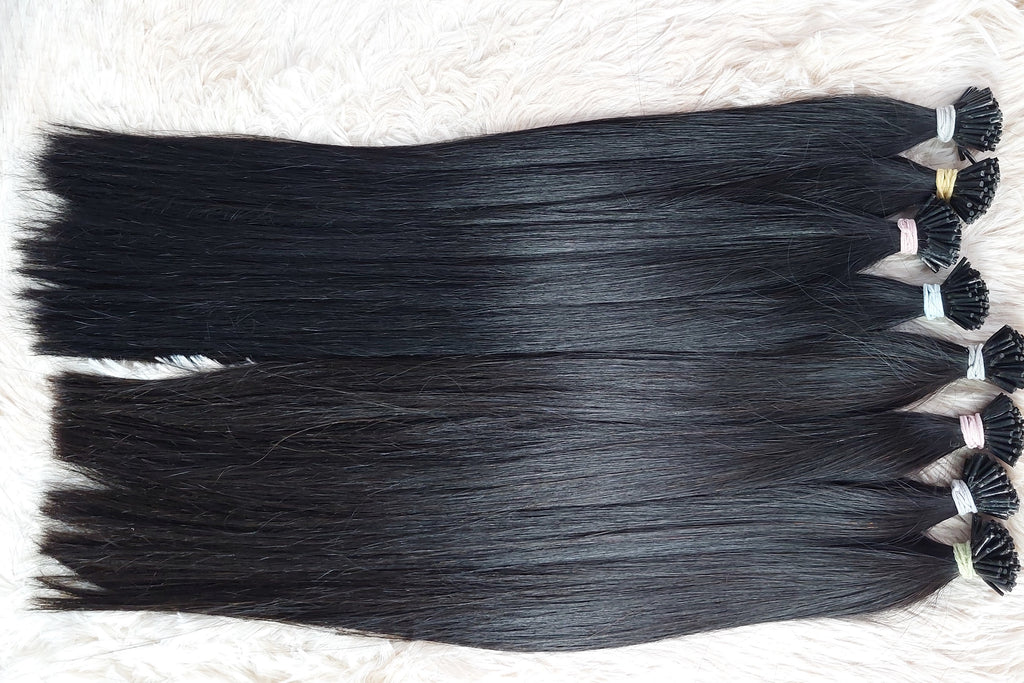 black-keratin tip hair extensions-halyhair.com