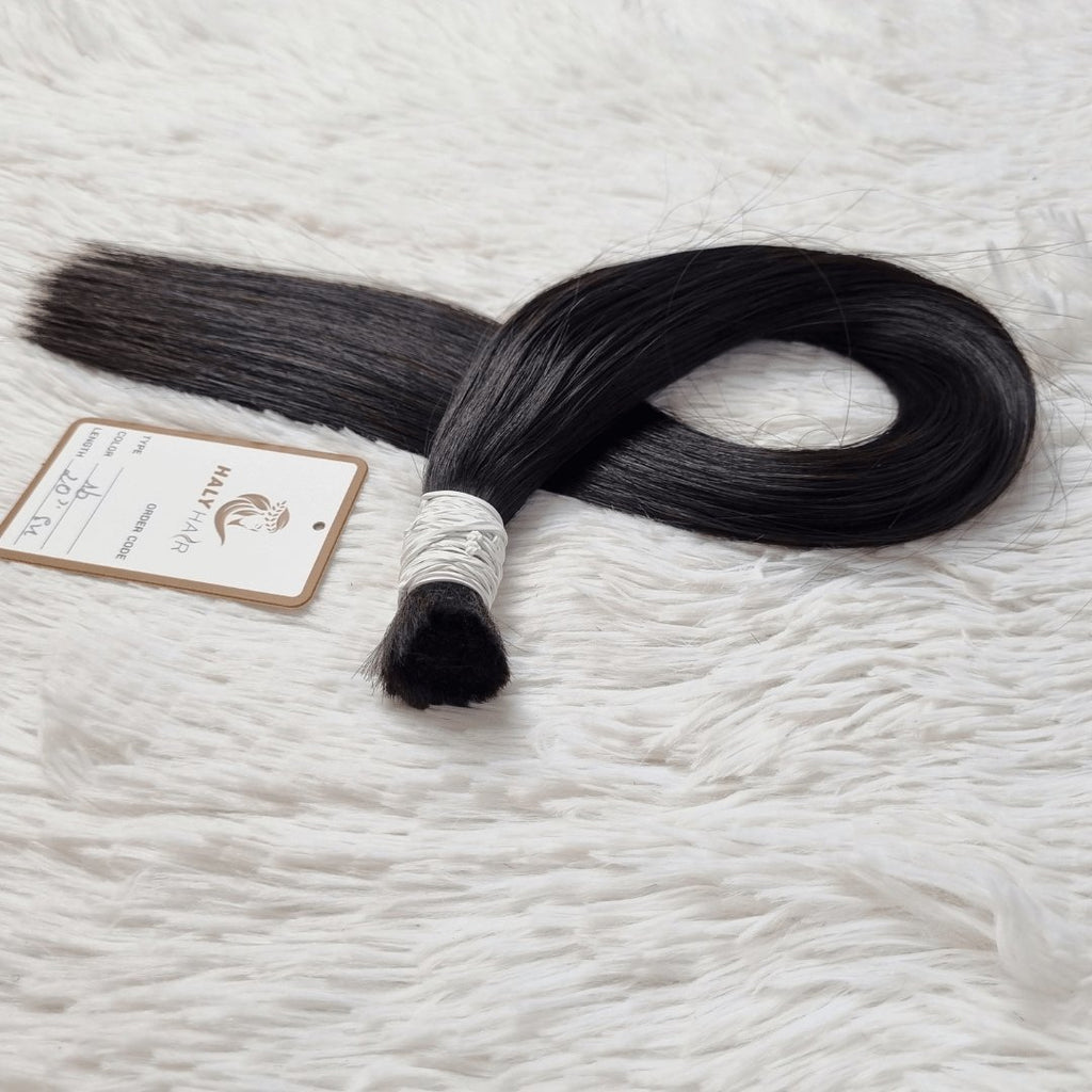 Bulk black hair extensions - HALY HAIR