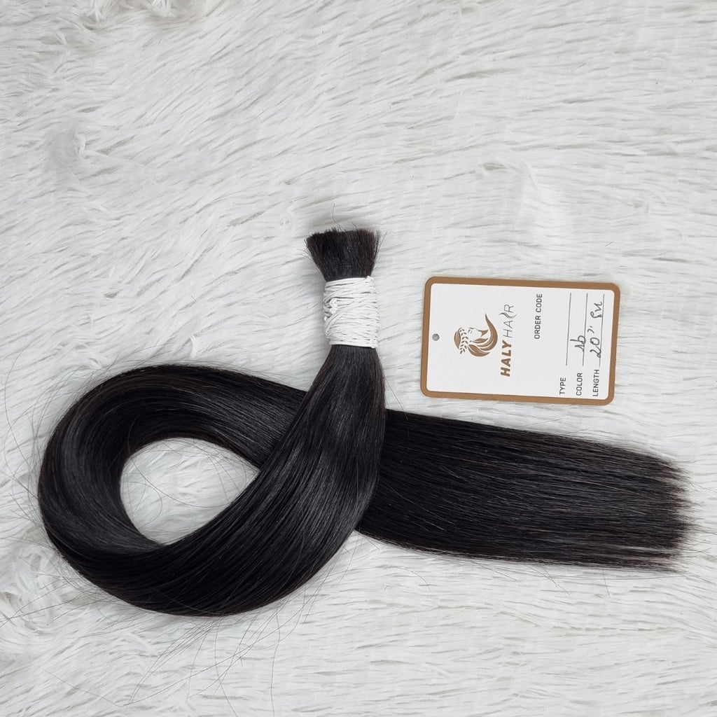 Bulk black hair extensions - HALY HAIR