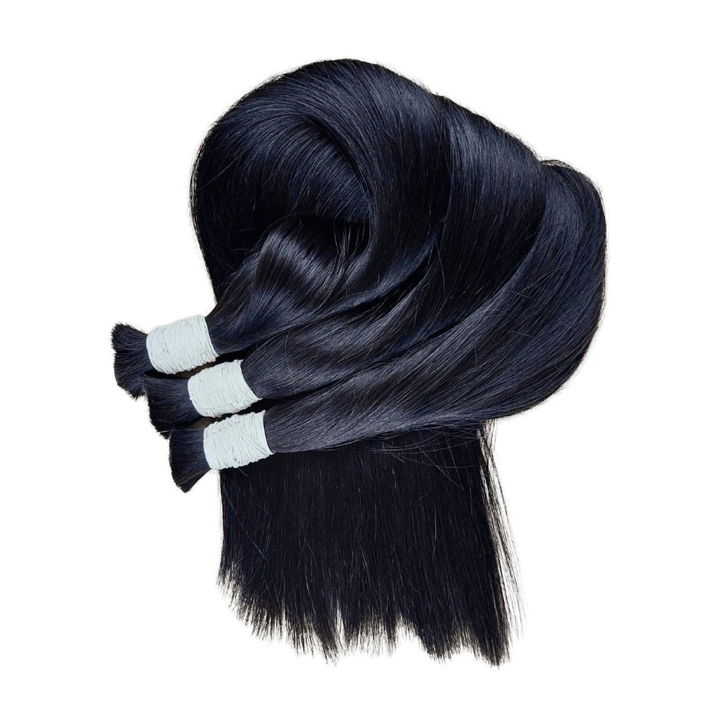 Bulk black hair extensions - HALY HAIR