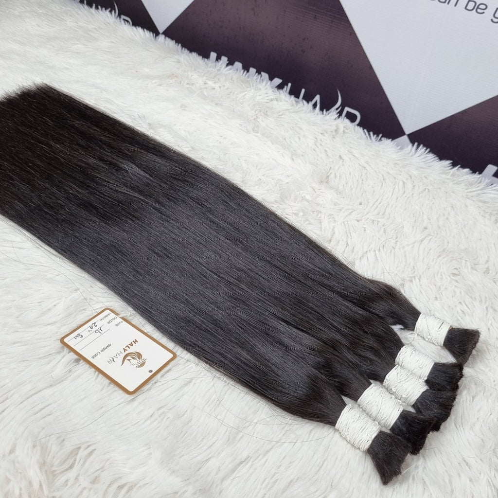 Bulk black hair extensions - HALY HAIR