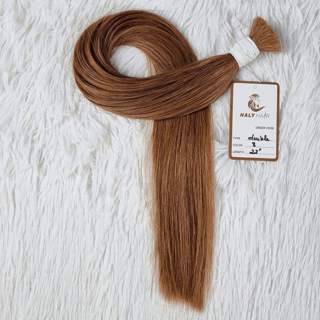 Bulk dark brown human hair extensions - HALY HAIR