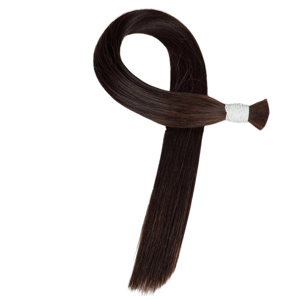 Bulk dark brown human hair extensions - HALY HAIR