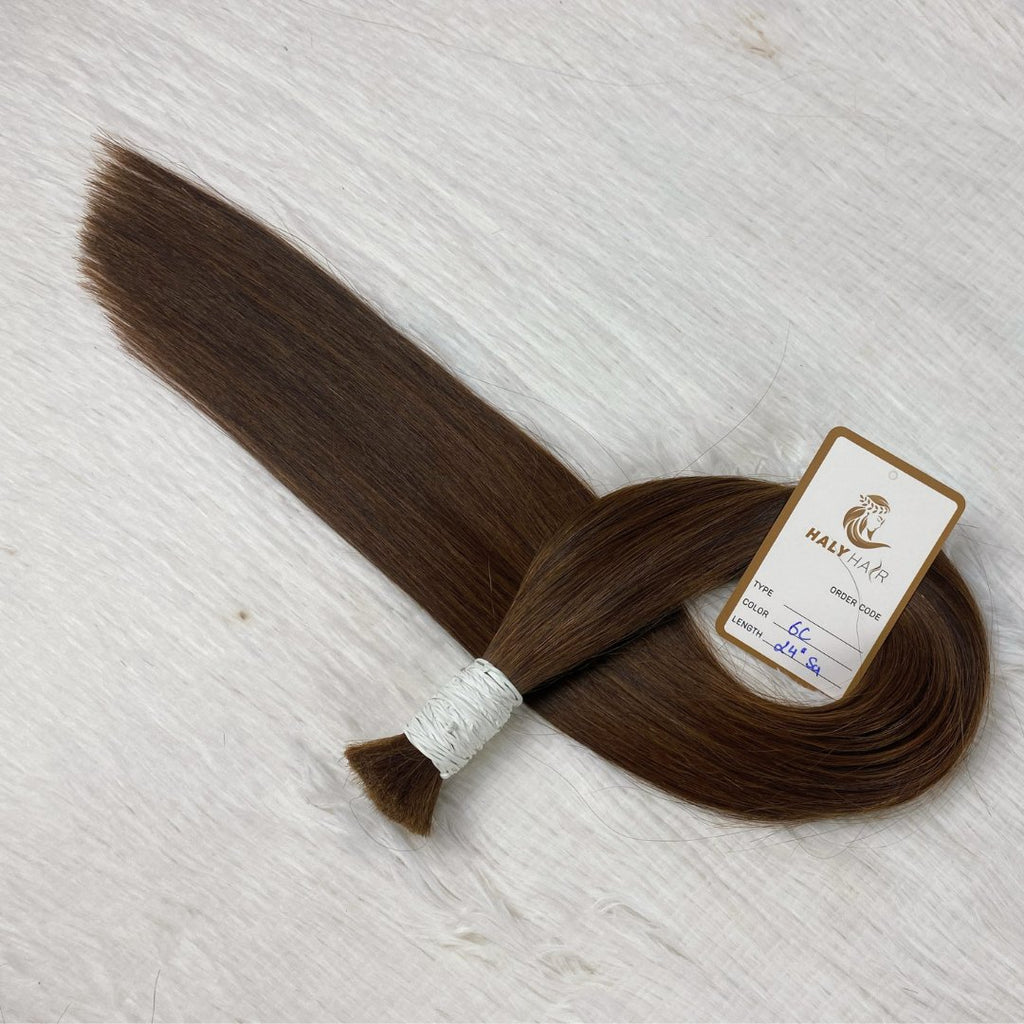 Bulk dark brown human hair extensions - HALY HAIR