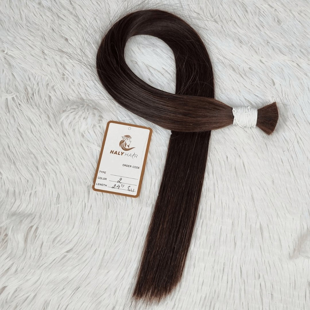 Bulk dark brown human hair extensions - HALY HAIR