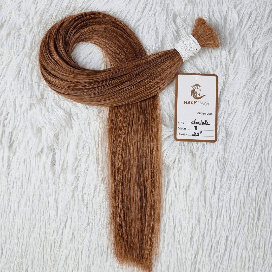 Bulk dark brown human hair extensions - HALY HAIR