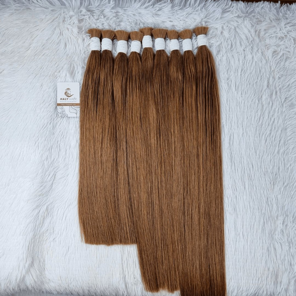 Bulk dark brown human hair extensions - HALY HAIR