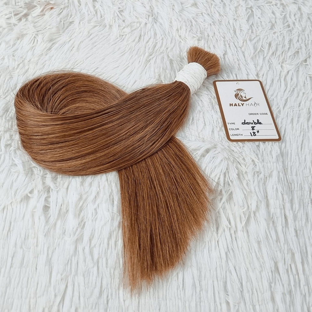 Bulk dark brown human hair extensions - HALY HAIR