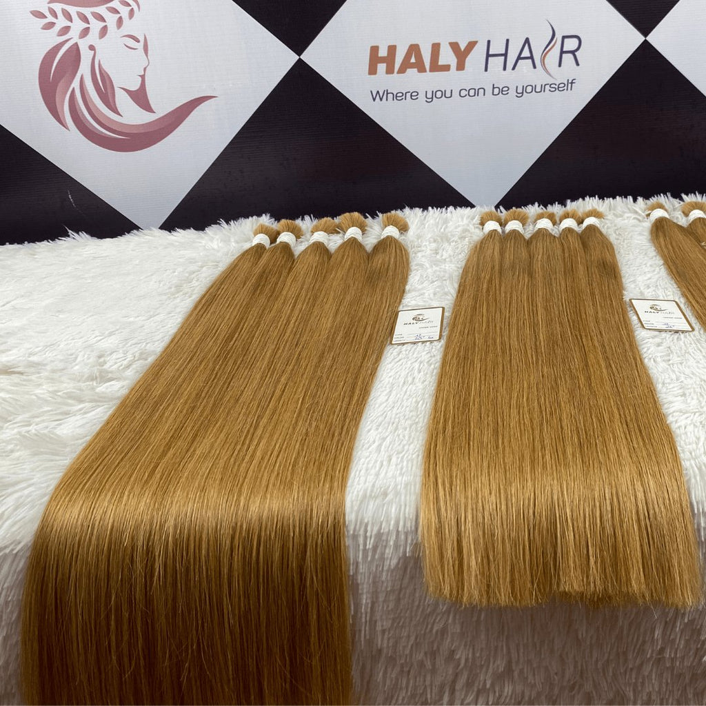 Bulk hair extensions medium blonde color - HALY HAIR