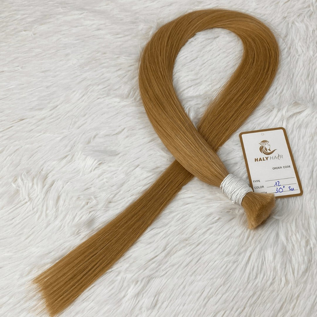 Bulk hair extensions medium blonde color - HALY HAIR