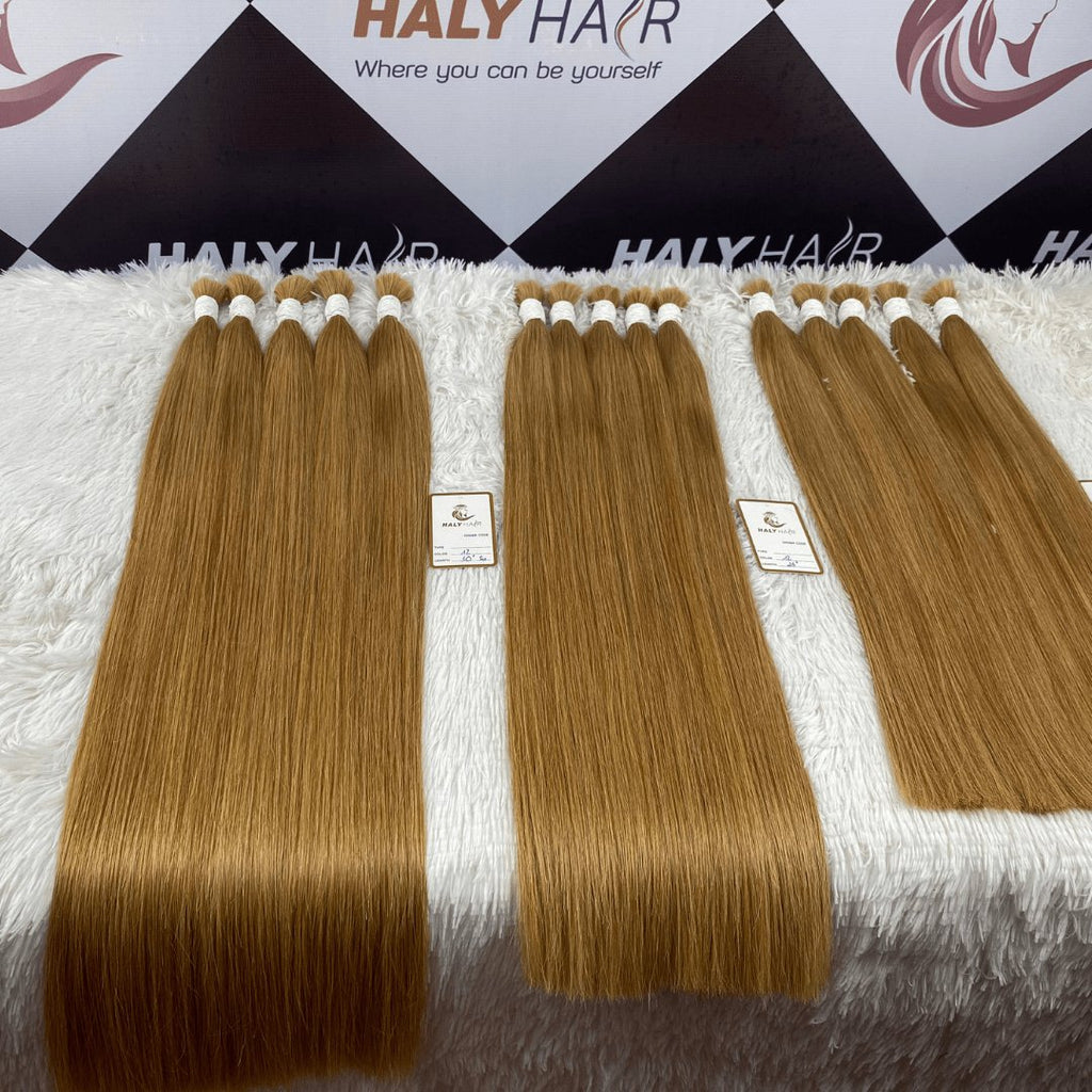 Bulk hair extensions medium blonde color - HALY HAIR