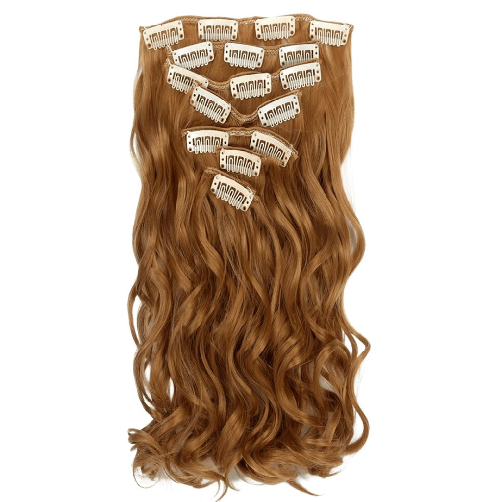 Clip hair extensions 7 pieces medium blonde - HALY HAIR