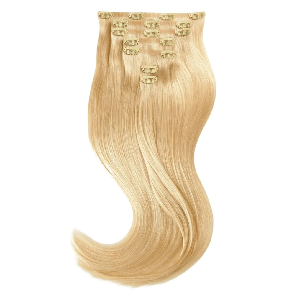 Clip in extensions hair 7 pieces light blonde color - HALY HAIR