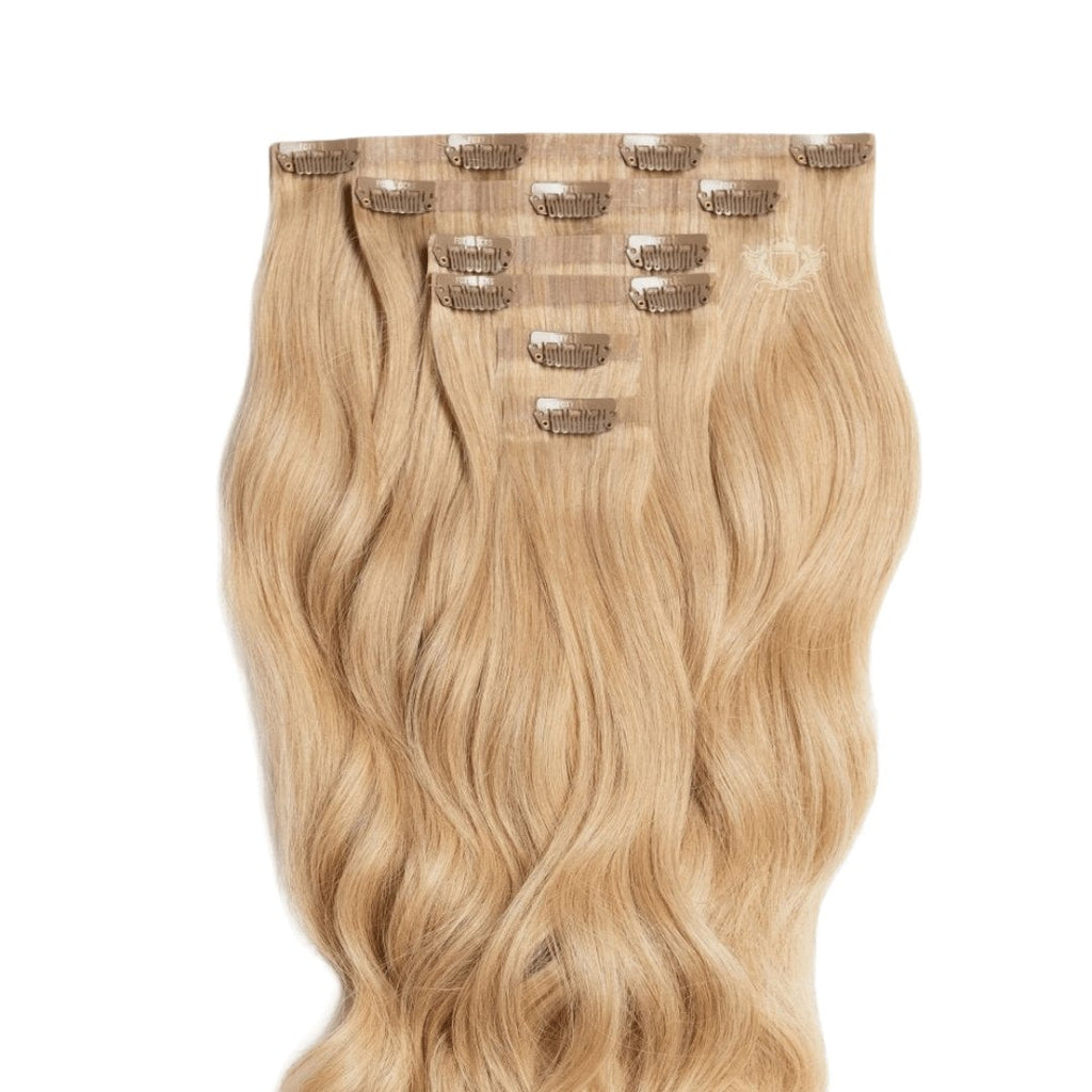 Clip in extensions hair 7 pieces light blonde color - HALY HAIR