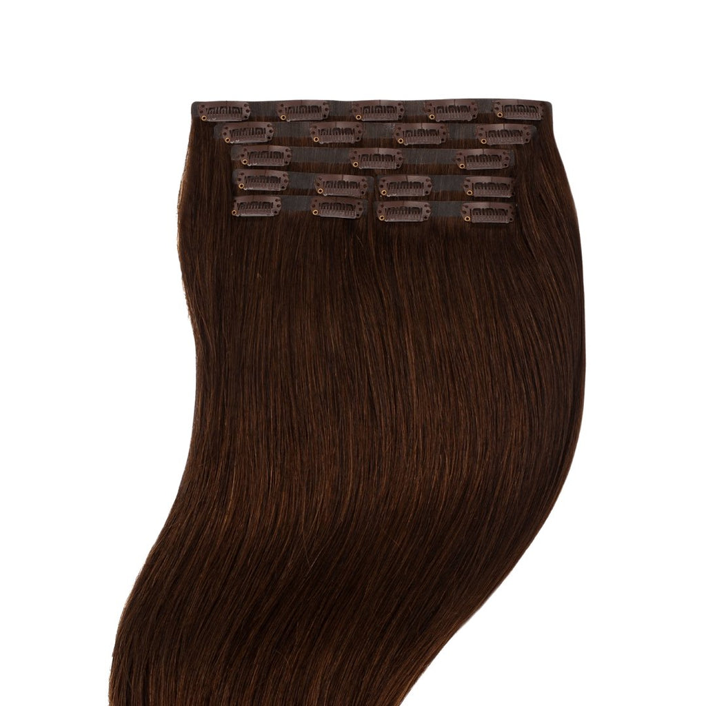 Clip - in hair extensions 7 pieces dark brown - HALY HAIR