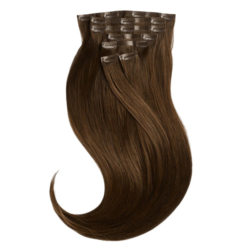 Clip - in hair extensions 7 pieces dark brown - HALY HAIR