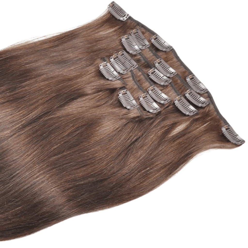 Clip - in hair extensions 7 pieces dark brown - HALY HAIR