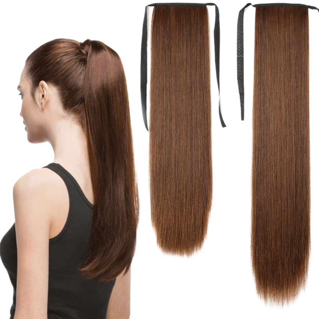 Dark brown hair ponytail extensions - HALY HAIR