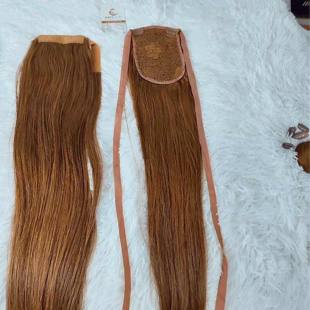 Dark brown hair ponytail extensions - HALY HAIR