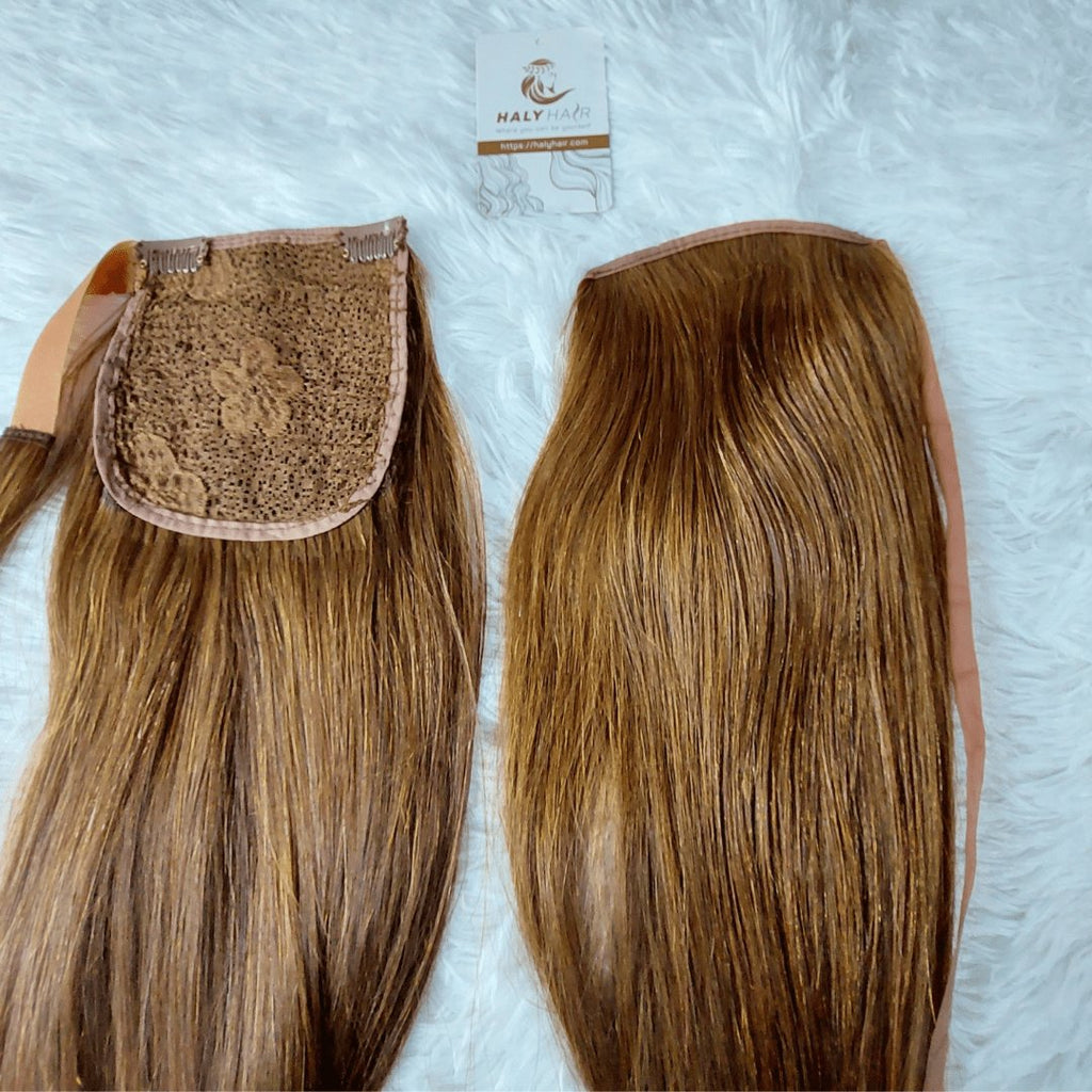 Dark brown hair ponytail extensions - HALY HAIR