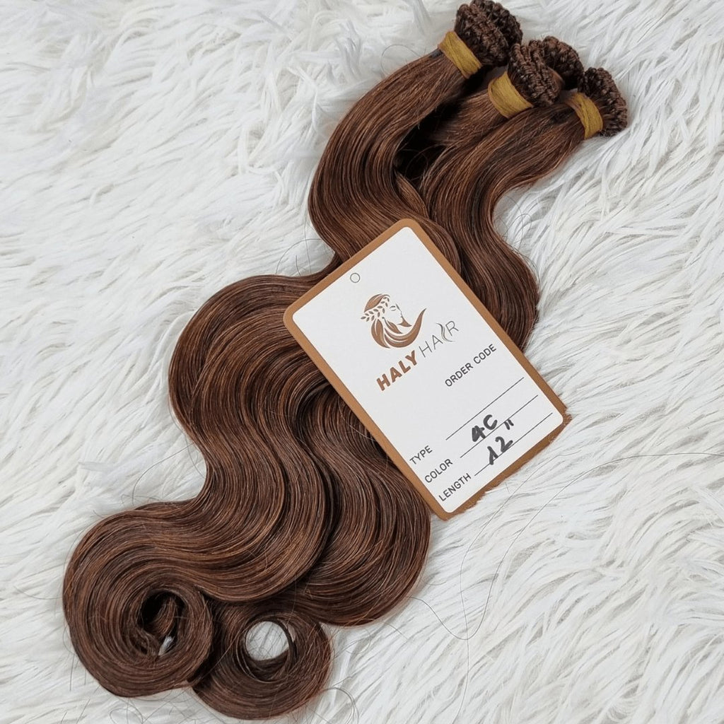 Dark brown virgin hair weft extensions - HALY HAIR