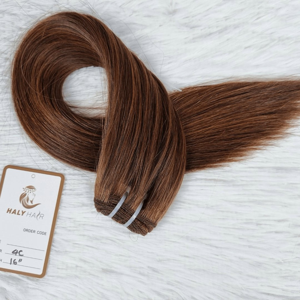 Dark brown virgin hair weft extensions - HALY HAIR