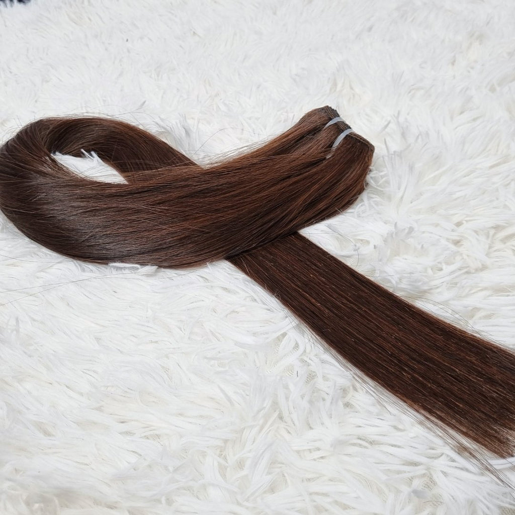 Dark brown virgin hair weft extensions - HALY HAIR