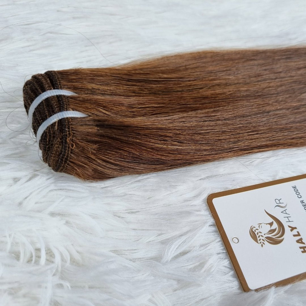 Dark brown virgin hair weft extensions - HALY HAIR