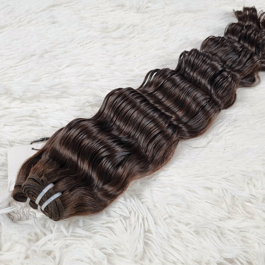 Dark brown virgin hair weft extensions - HALY HAIR