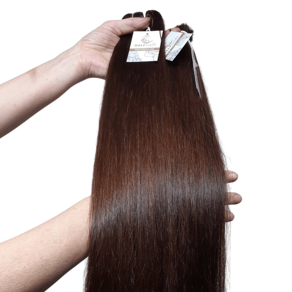 Dark brown virgin hair weft extensions - HALY HAIR