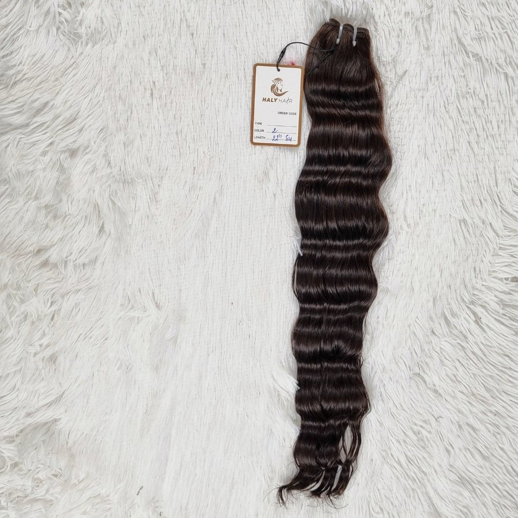 Dark brown virgin hair weft extensions - HALY HAIR