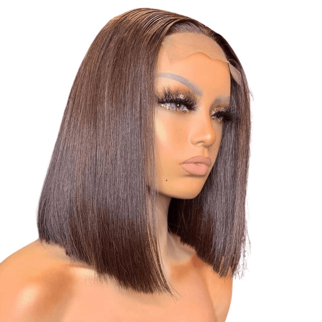 Human hair dark brown wigs - HALY HAIR