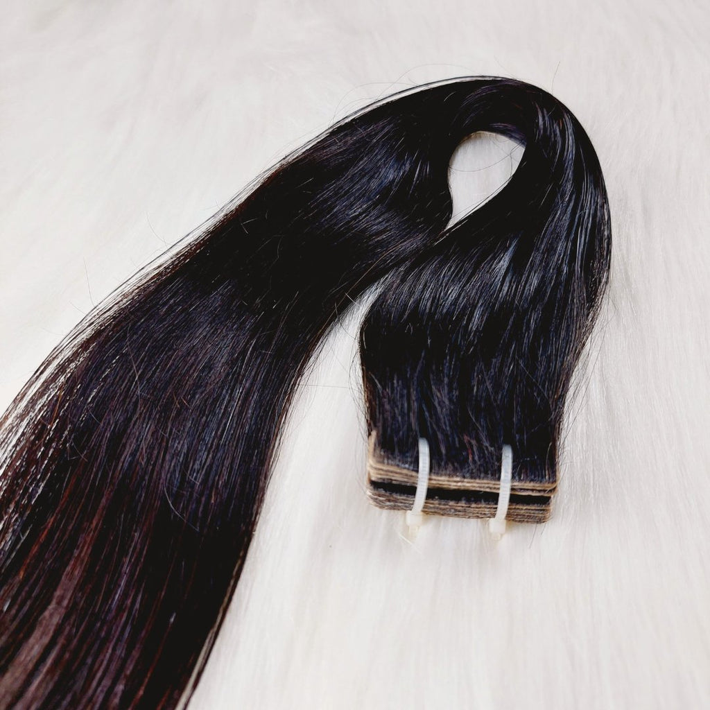 Invisible tape hair extensions black color - HALY HAIR