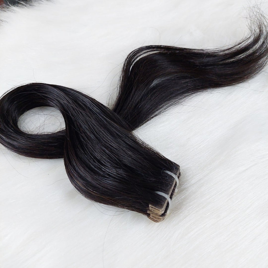 Invisible tape hair extensions black color - HALY HAIR