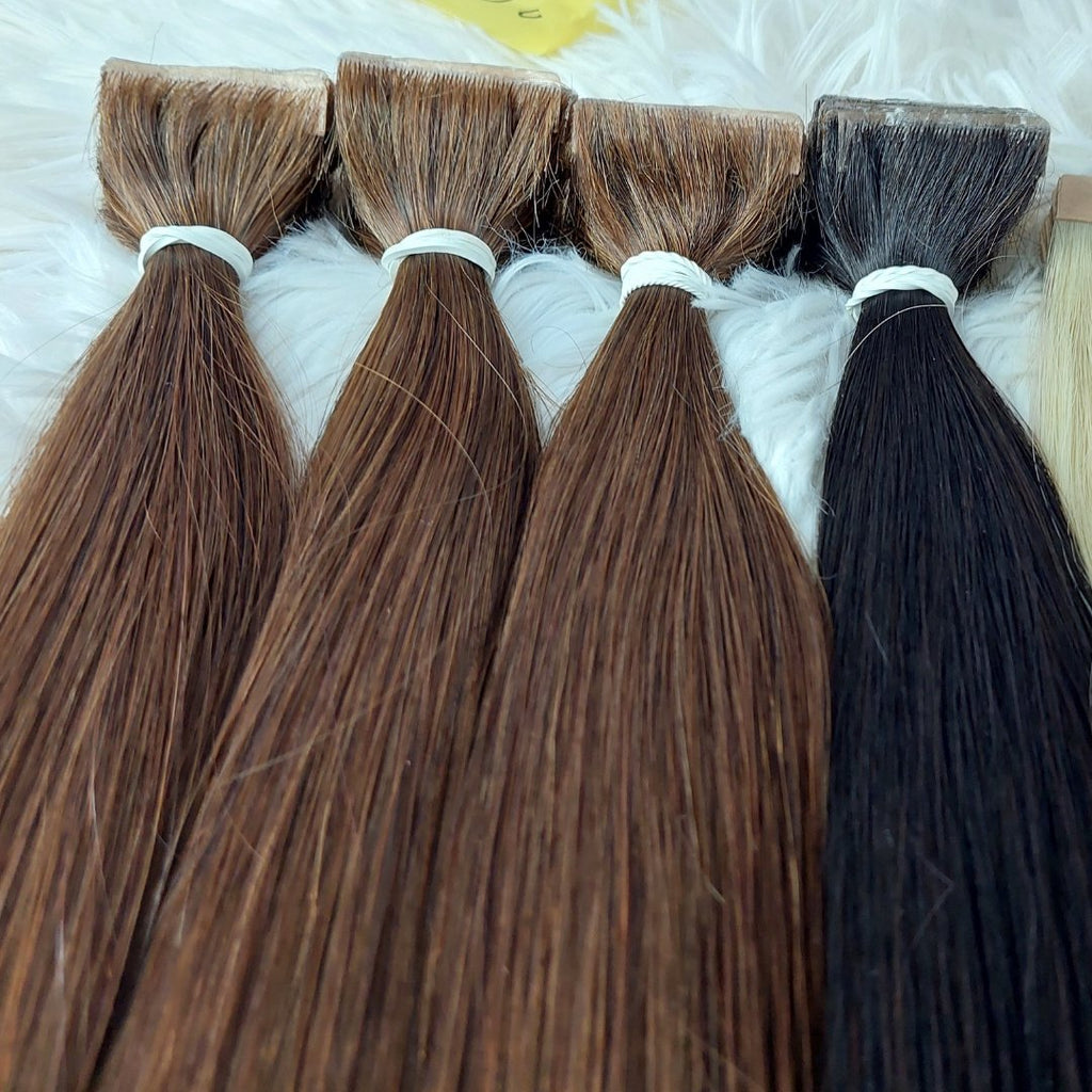 Invisible tape hair extensions dark brown color - HALY HAIR