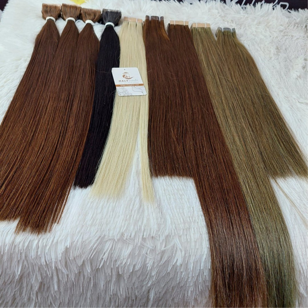 Invisible tape hair extensions dark brown color - HALY HAIR