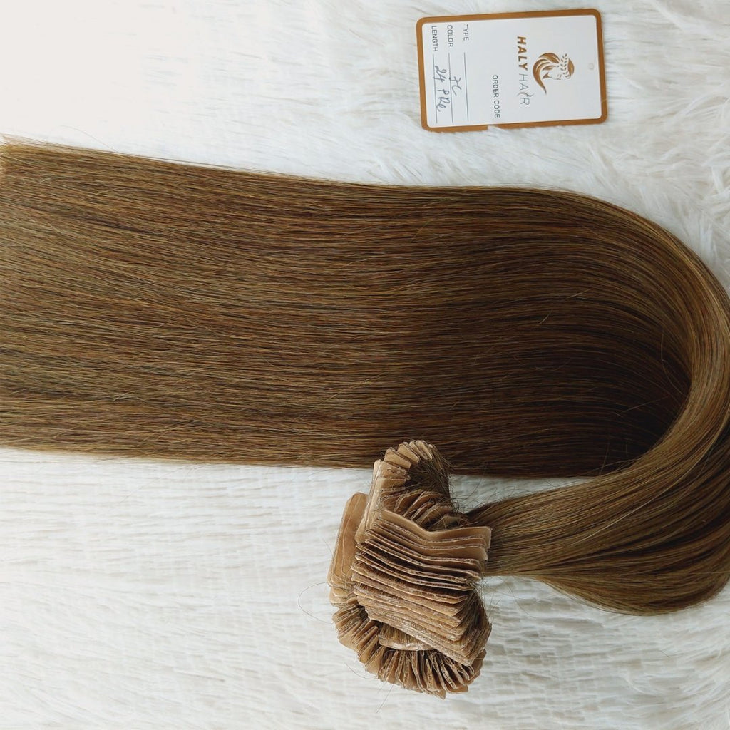 Invisible tape hair extensions dark brown color - HALY HAIR