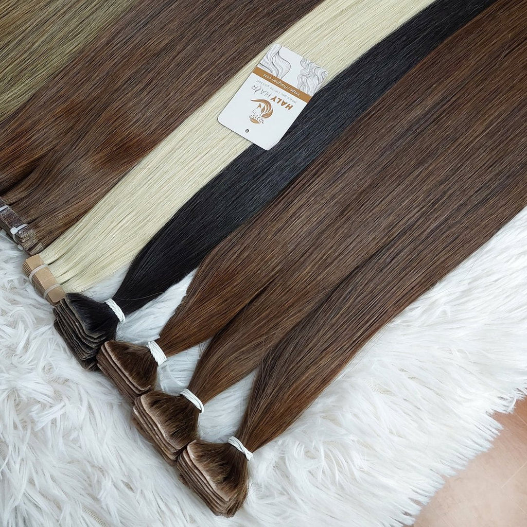 Invisible tape hair extensions dark brown color - HALY HAIR