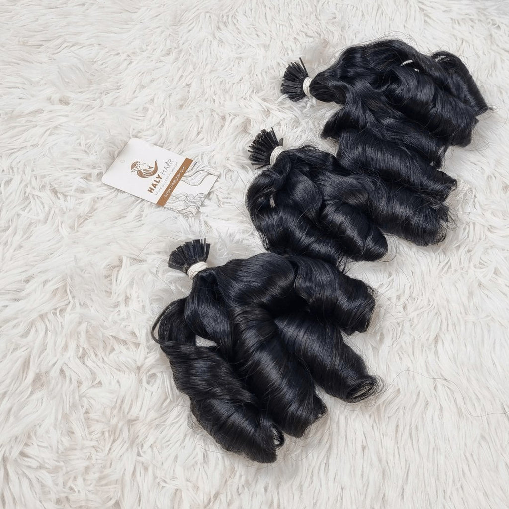 Keratin black tip hair extensions - HALY HAIR