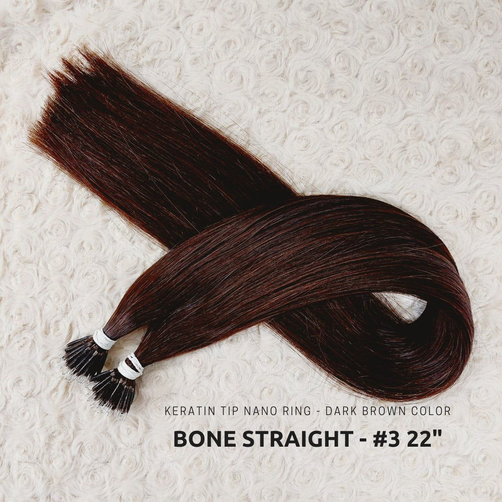 Keratin hair extensions dark brown color - HALY HAIR