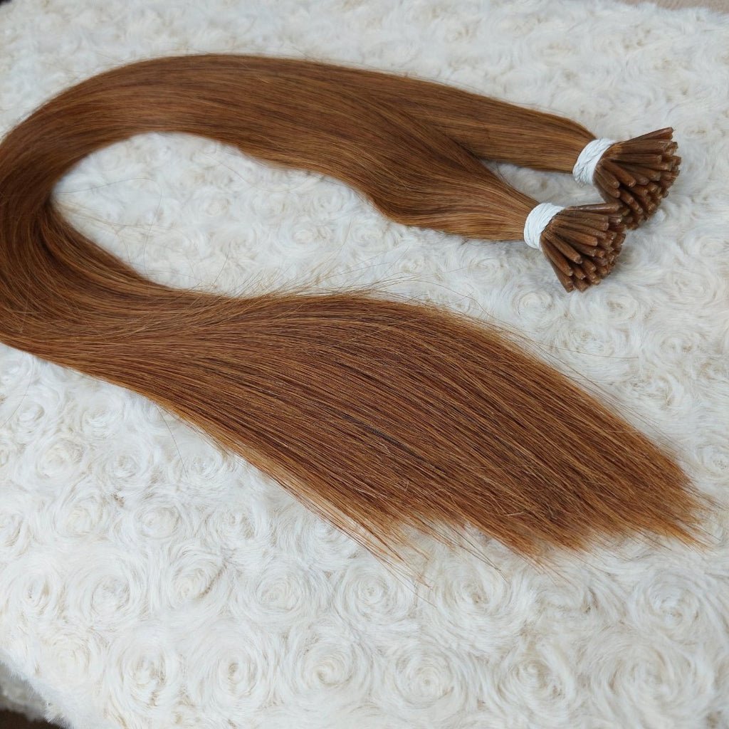 Keratin hair extensions dark brown color - HALY HAIR