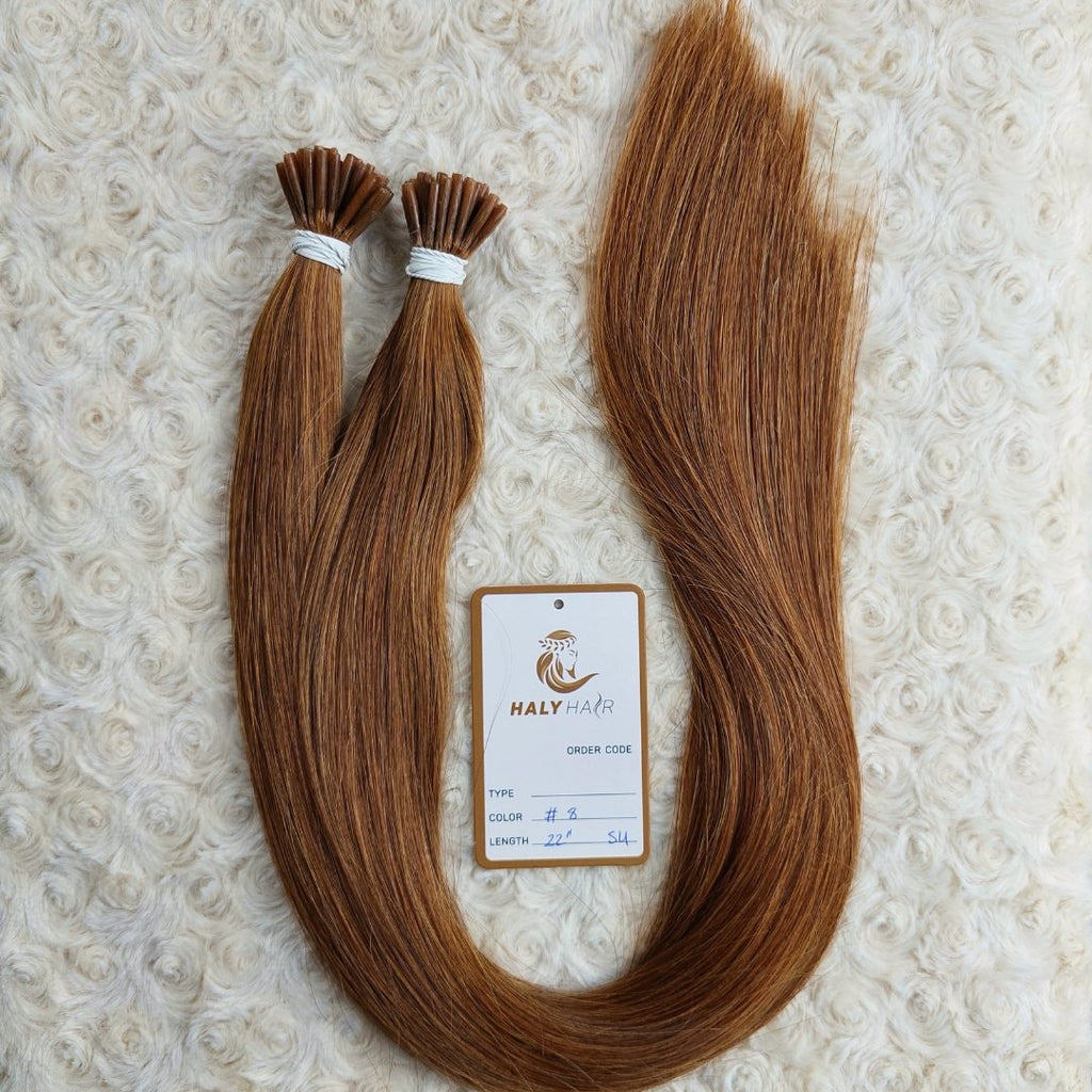 Keratin hair extensions dark brown color - HALY HAIR