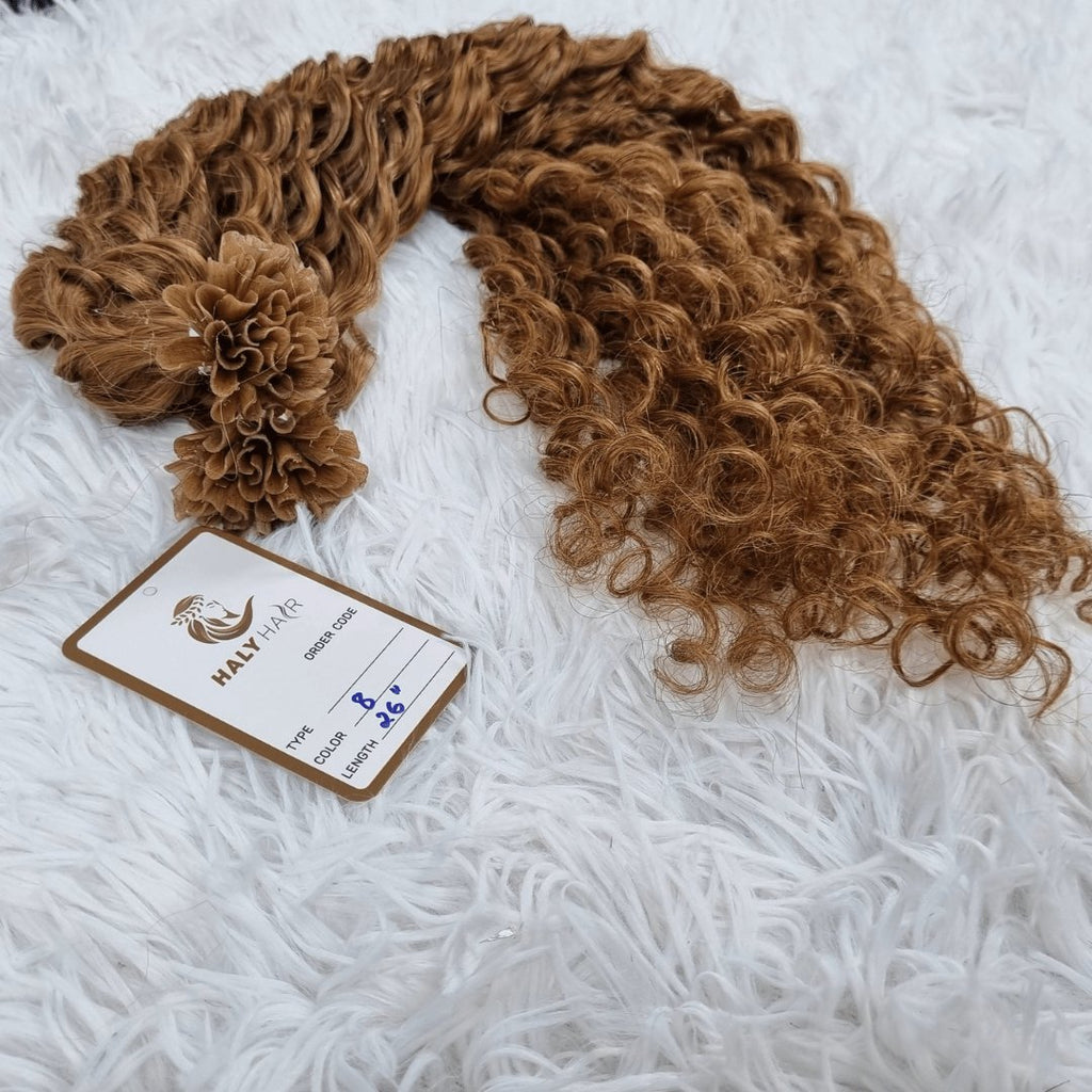 Keratin hair extensions dark brown color - HALY HAIR