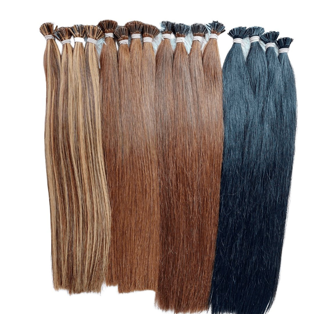 Keratin hair extensions dark brown color - HALY HAIR