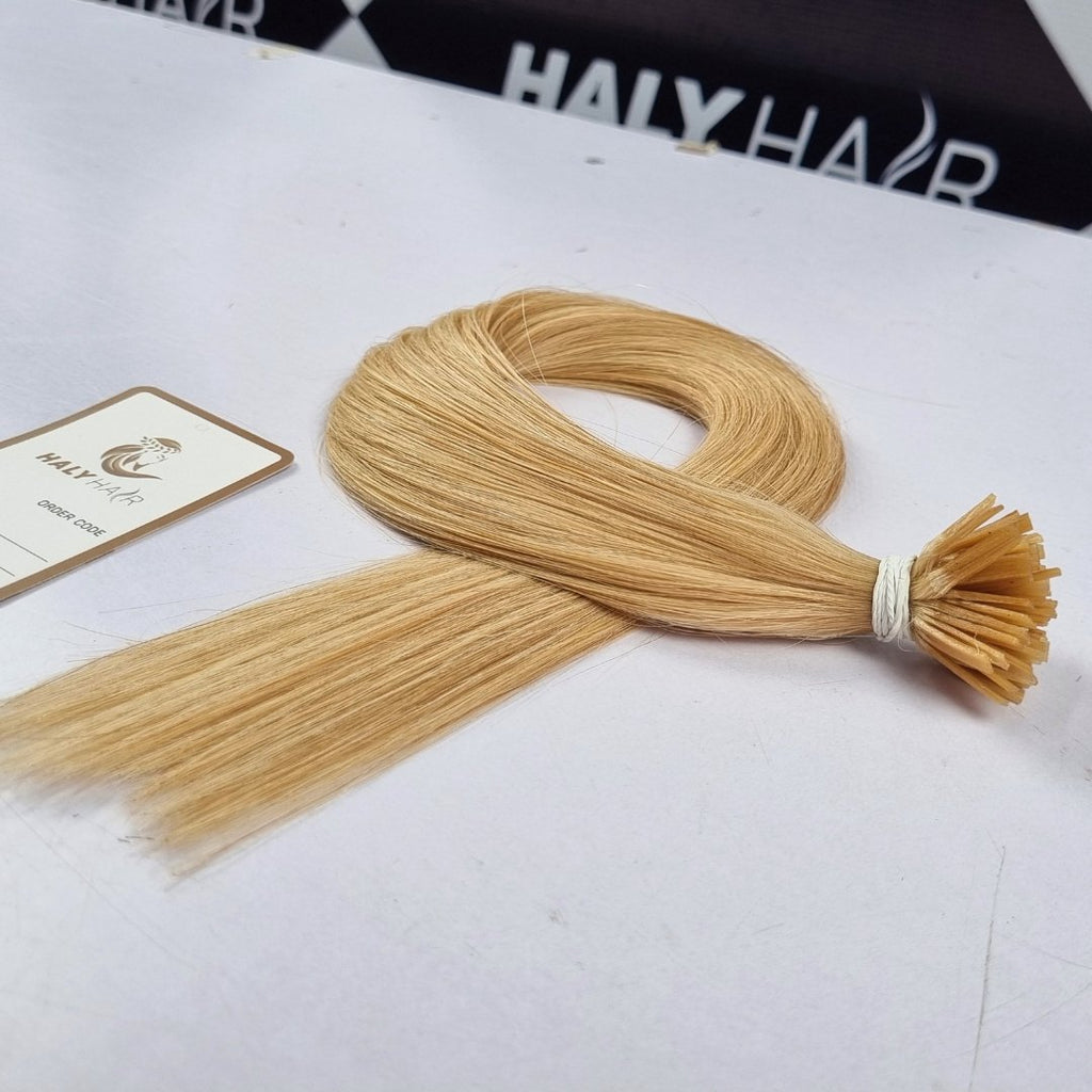 Keratin tip extensions light blonde color hair - HALY HAIR