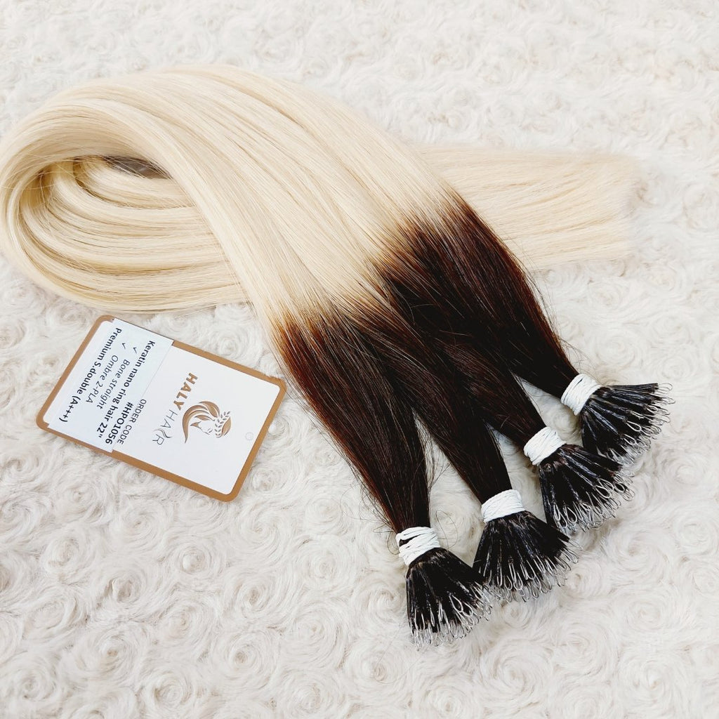 Keratin tip extensions ombre hair color - HALY HAIR