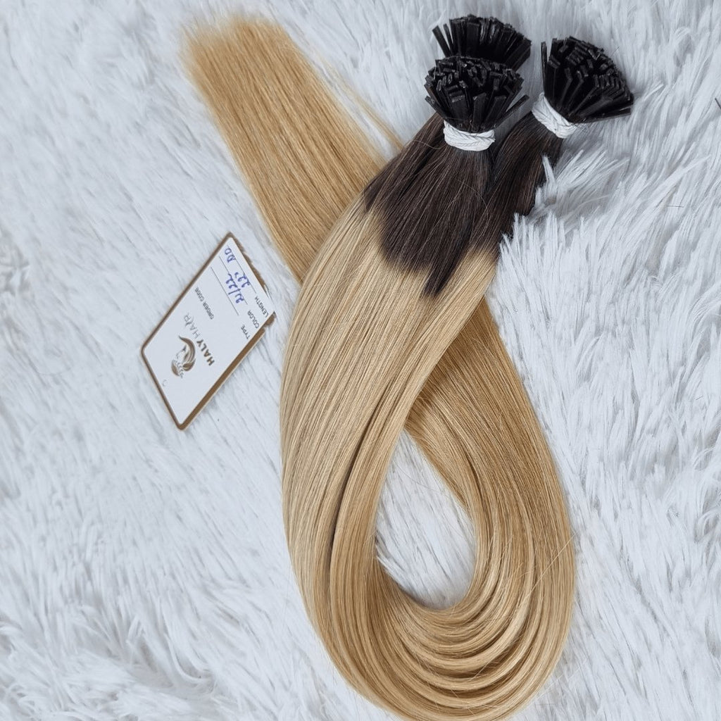 Keratin tip extensions ombre hair color - HALY HAIR