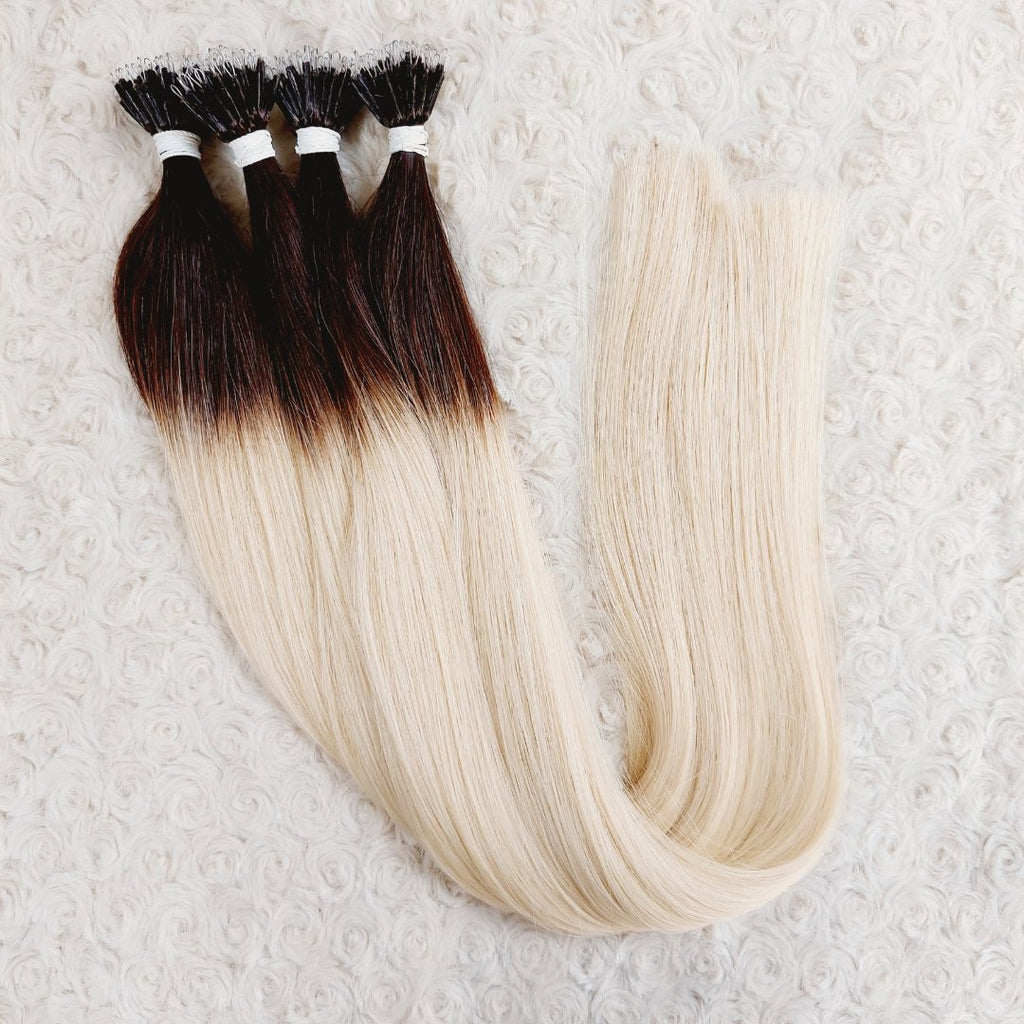 Keratin tip extensions ombre hair color - HALY HAIR